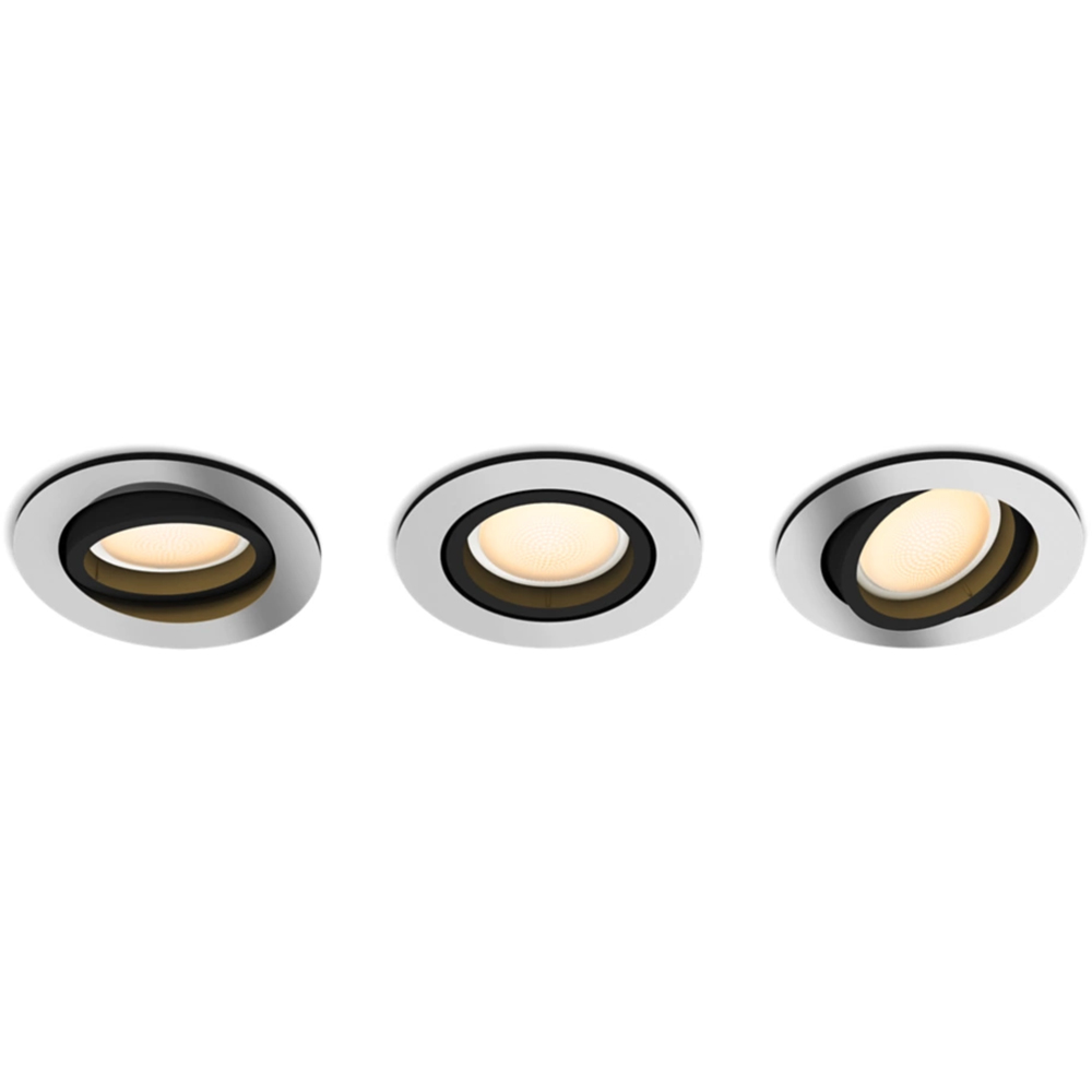 Set 3 spoturi LED smart PHILIPS HUE Milliskin, 3 x 5W, 1050lm, IP20, aluminiu