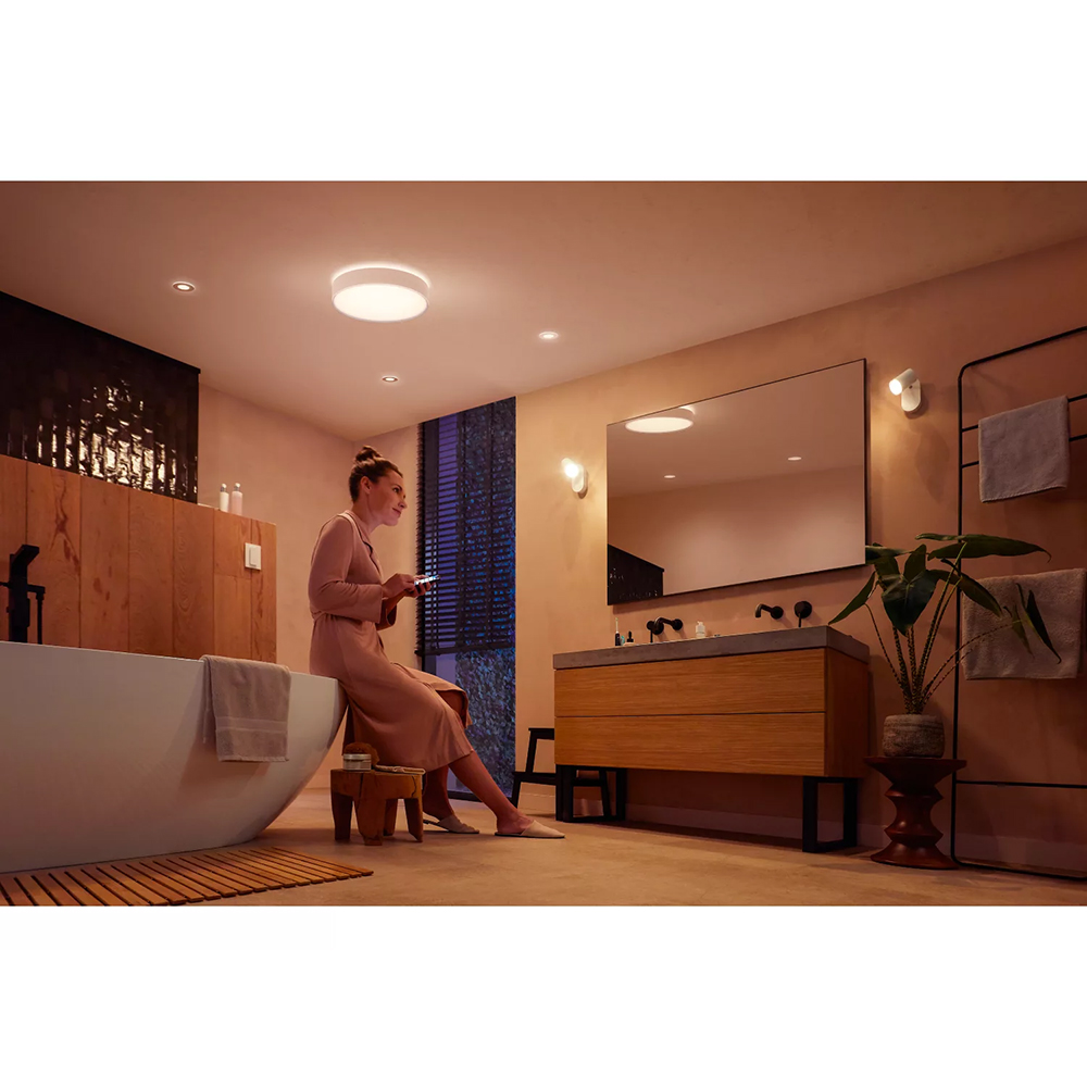 Set 3 spoturi LED smart PHILIPS HUE Xamento, 3 x 5.7W, 1050lm, IP44, crom