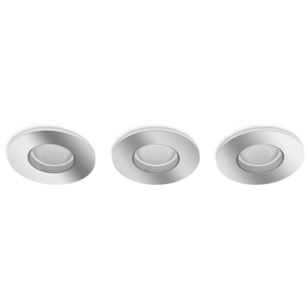 Set 3 spoturi LED smart PHILIPS HUE Xamento, 3 x 5.7W, 1050lm, IP44, crom
