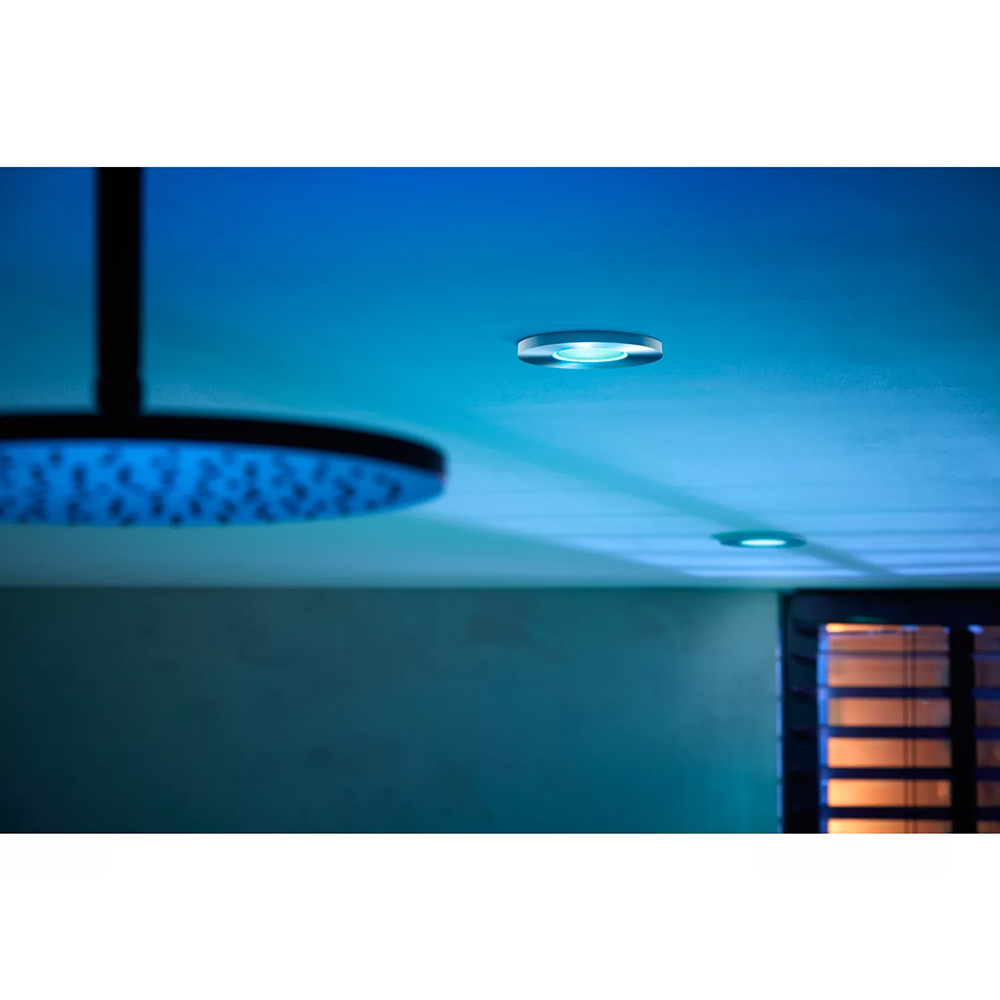Set 3 spoturi LED smart PHILIPS HUE Xamento, 3 x 5.7W, 1050lm, IP44, crom