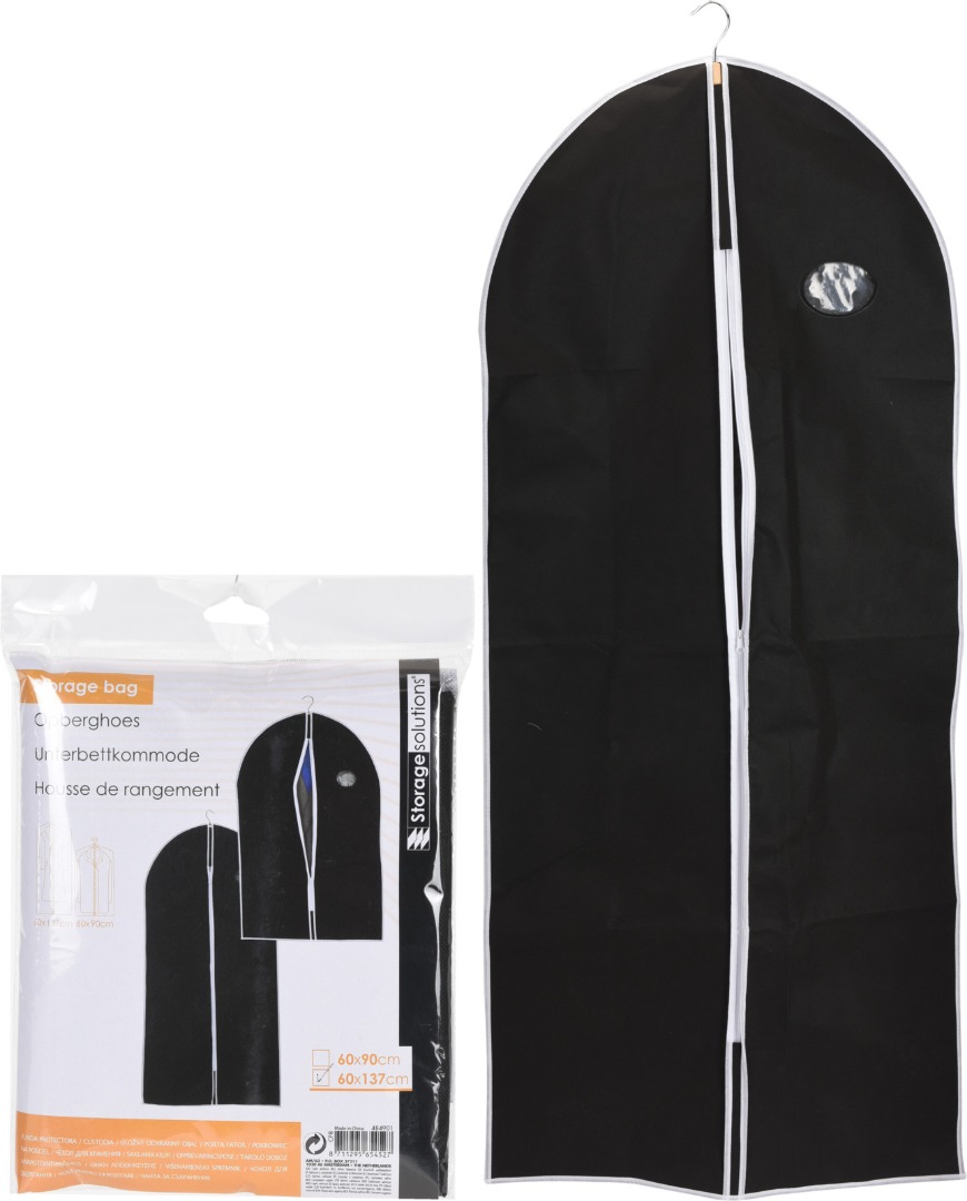 Husa protectie costum, plastic, 60 x 137 cm, negru