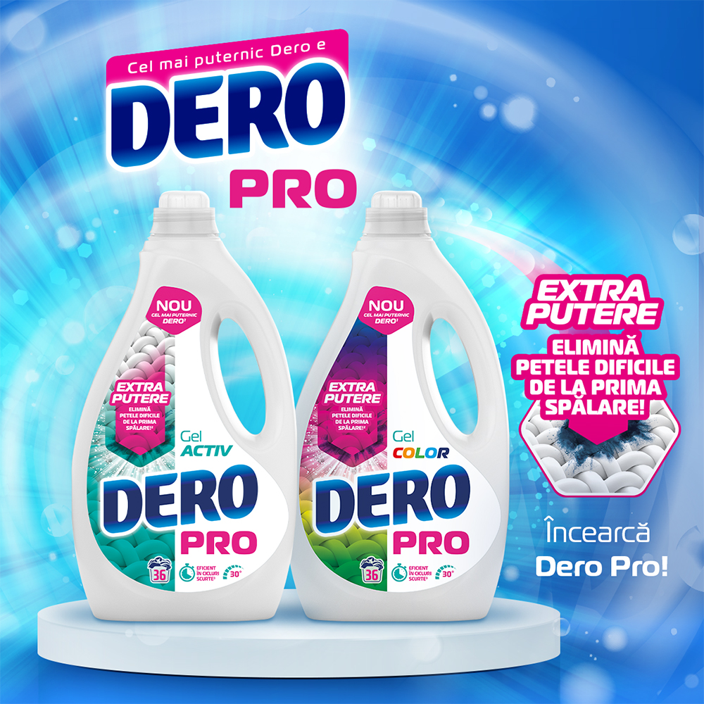 Detergent de rufe lichid DERO Pro Color Gel, 1.8 l, 36 spalari