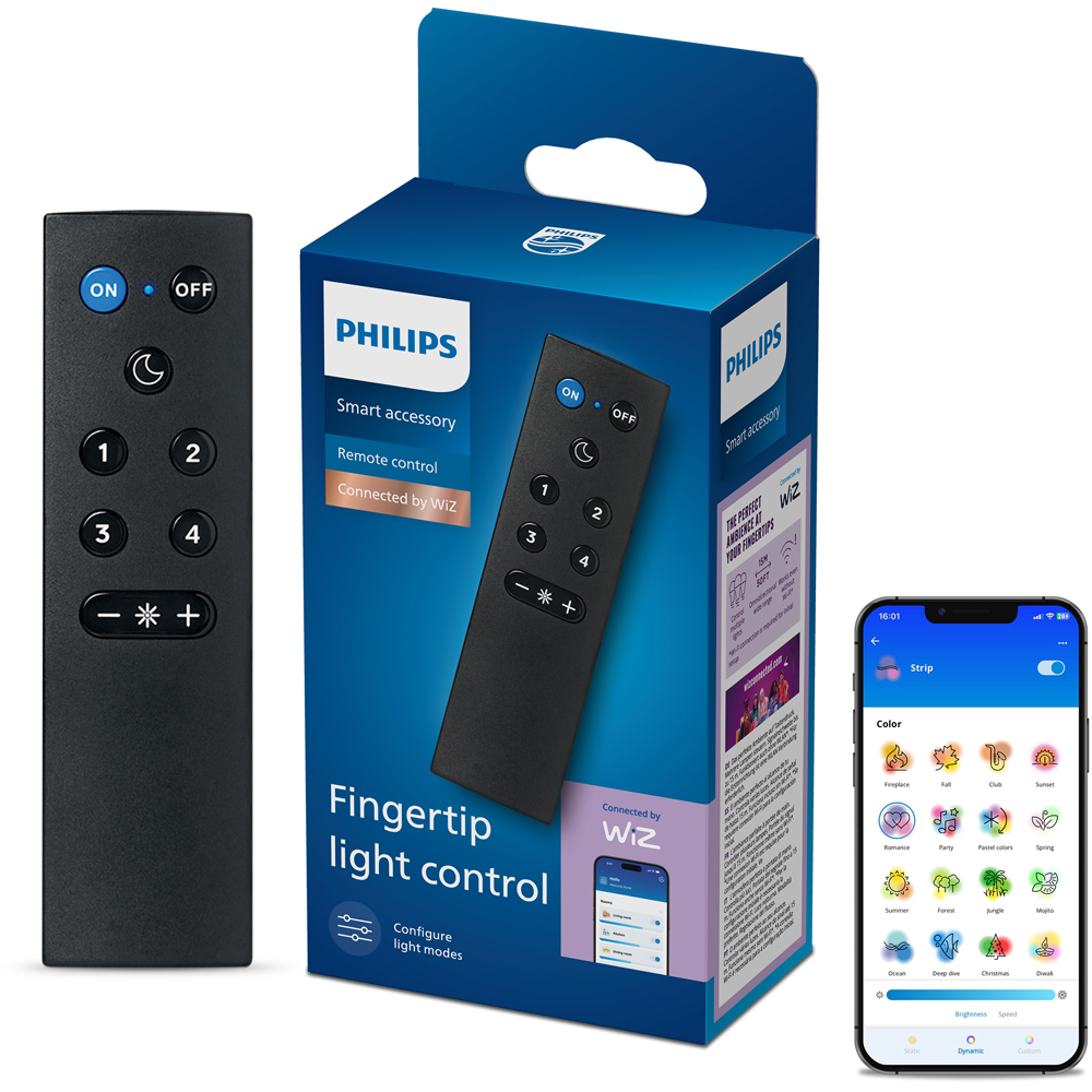 Telecomanda inteligenta PHILIPS 8721103114488, WiZ, IP20, Control max. 15 m, negru