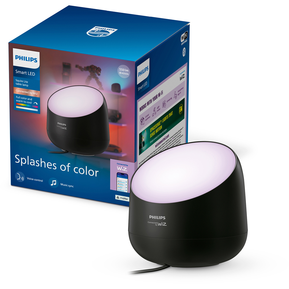 Lampa LED inteligenta PHILIPS 8721103158932, 8.5W, 550lm, Wi-Fi, WiZ, RGBW, negru