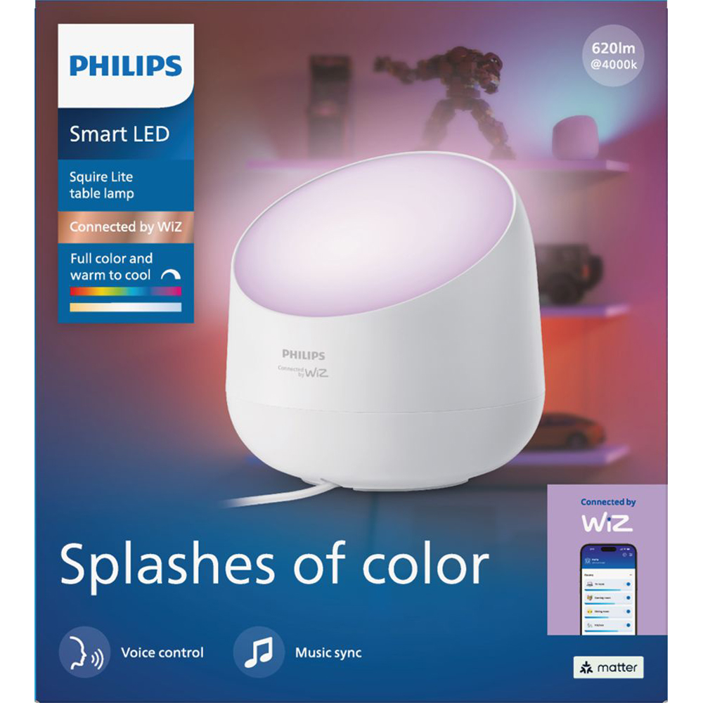 Lampa LED inteligenta PHILIPS 8721103158956, 8.5W, 620lm, Wi-Fi, WiZ, RGBW, alb