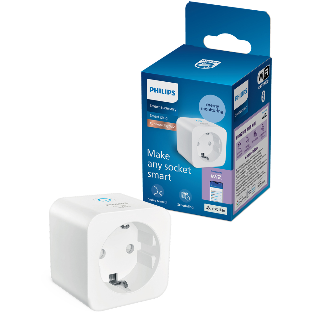 Priza inteligenta PHILIPS 929004751921, Wi-Fi, WiZ, IP20, Power Meter, alb