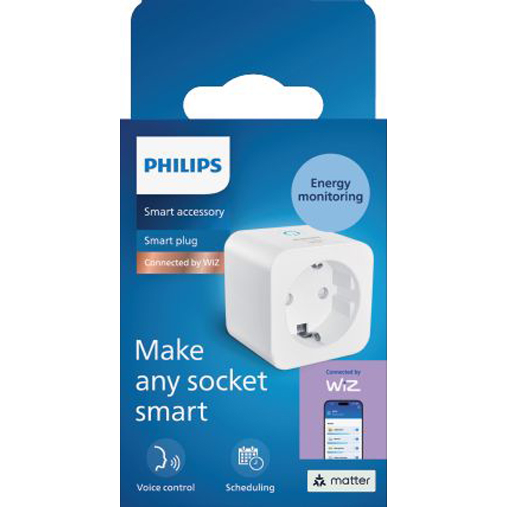 Priza inteligenta PHILIPS 929004751921, Wi-Fi, WiZ, IP20, Power Meter, alb