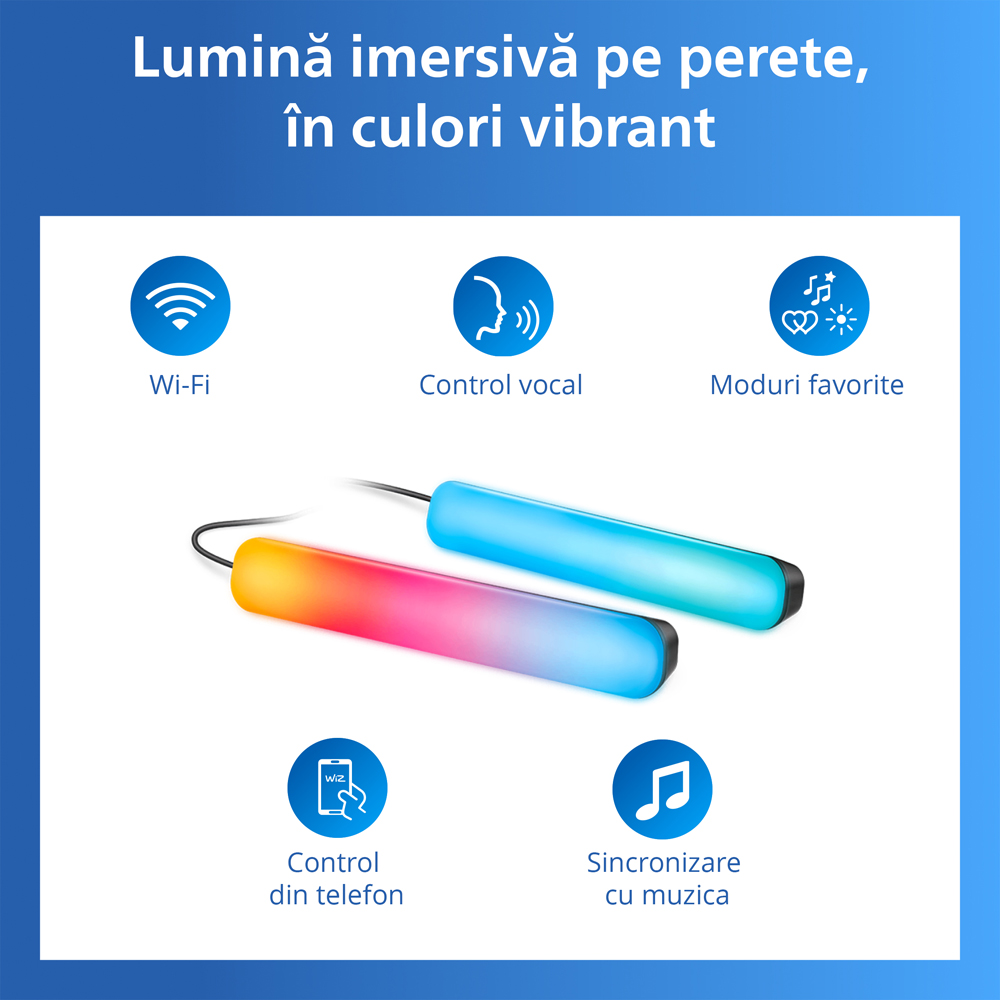 Gradient Light Bars PHILIPS 8721103160669, Wi-Fi, RGBIC LED, WiZ, IP20