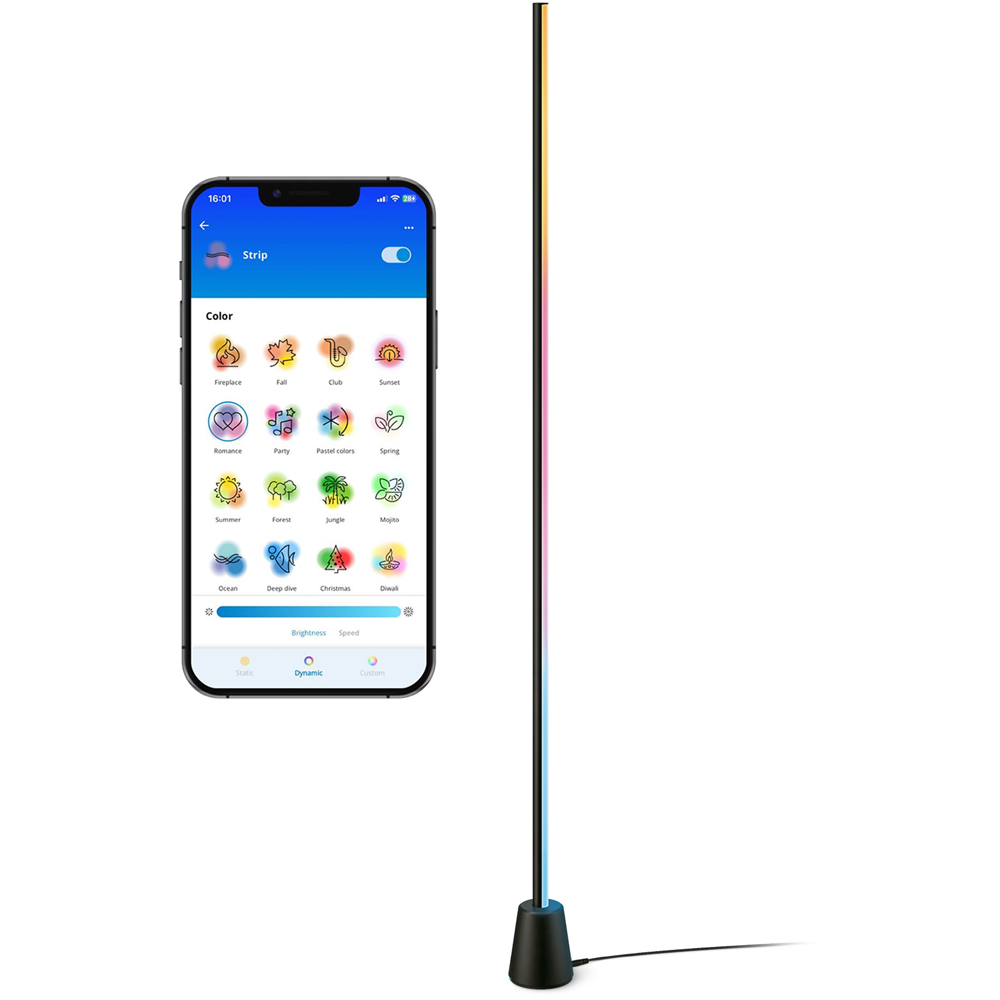 Lampadar inteligent PHILIPS 8721103160706, 9.7W, Wi-Fi, RGBIC LED, WiZ, negru