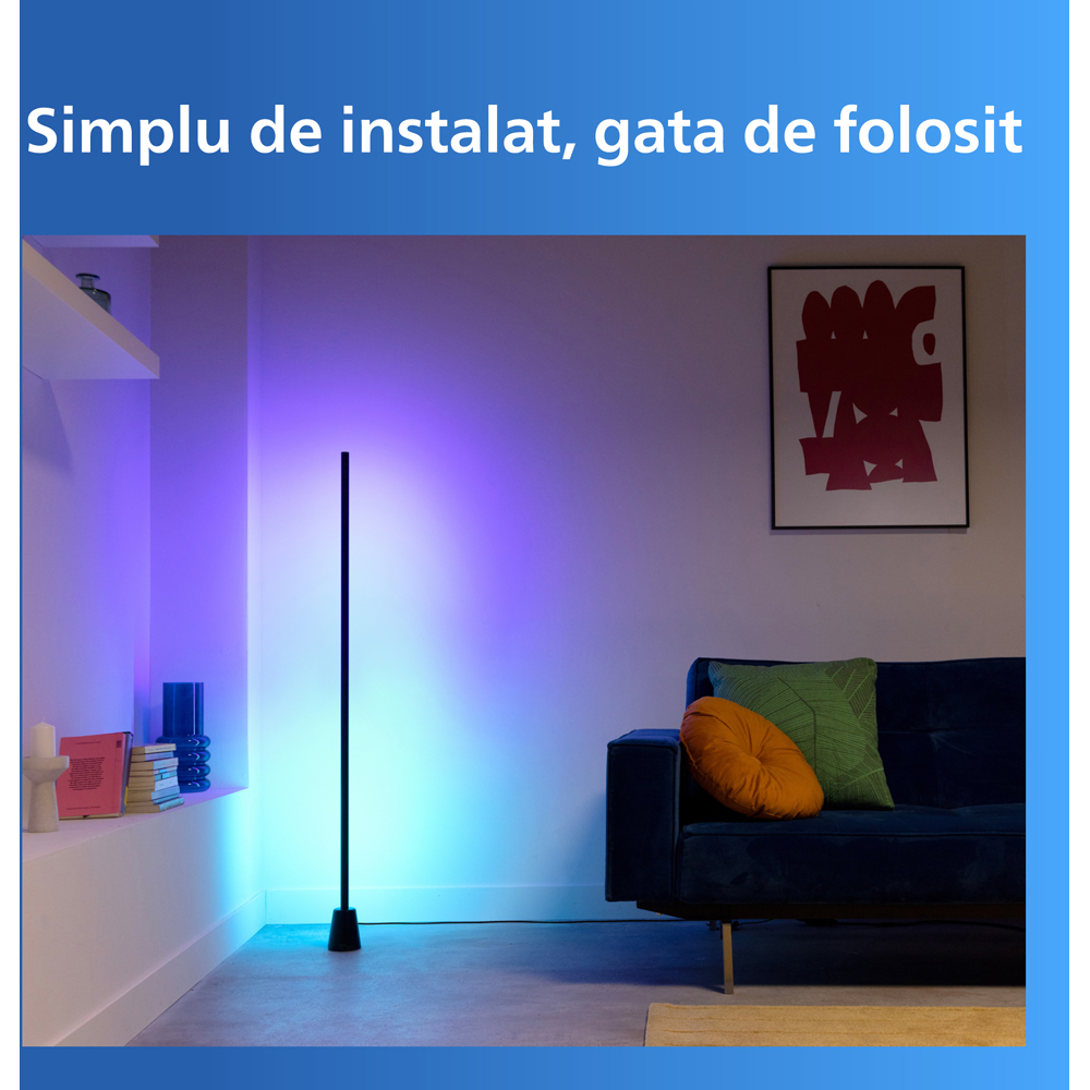 Lampadar inteligent PHILIPS 8721103160706, 9.7W, Wi-Fi, RGBIC LED, WiZ, negru