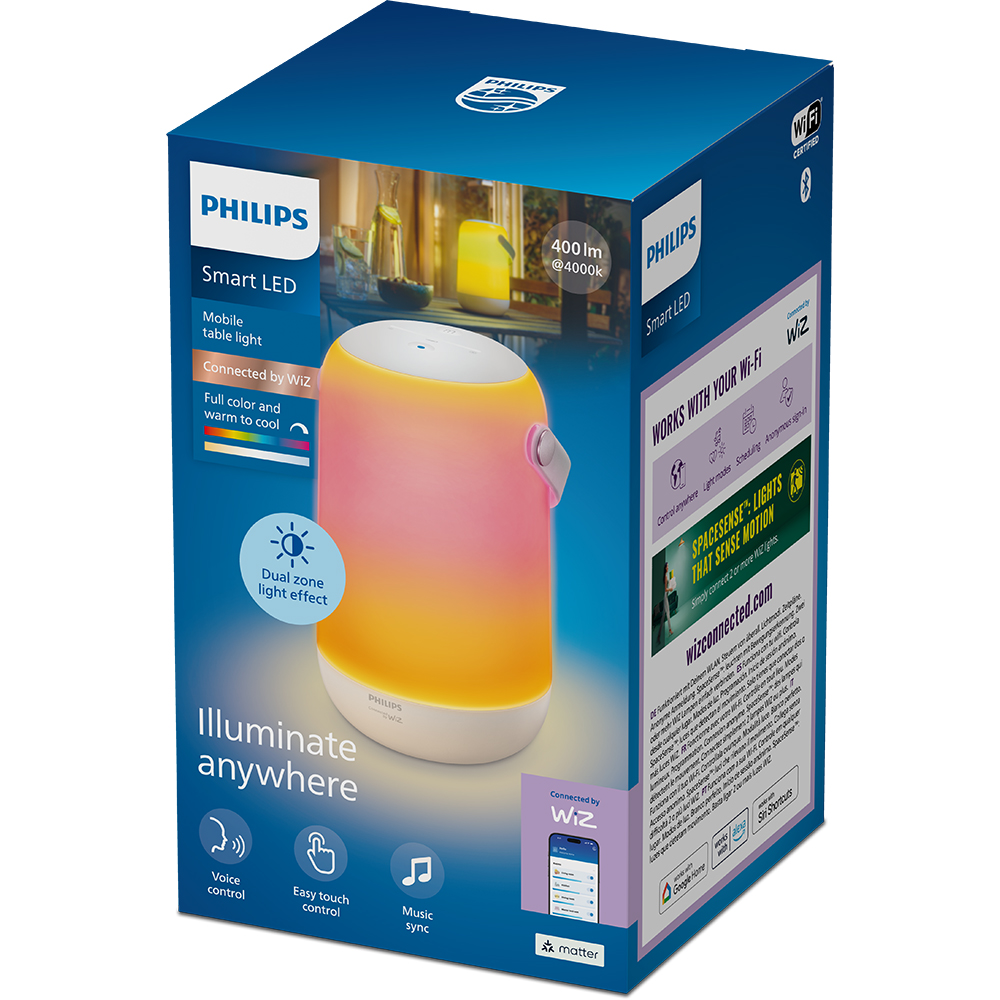 Lampa LED inteligenta PHILIPS 8721103160744, 13.5W, 400lm, RGBW, Wi-Fi, WiZ, alb