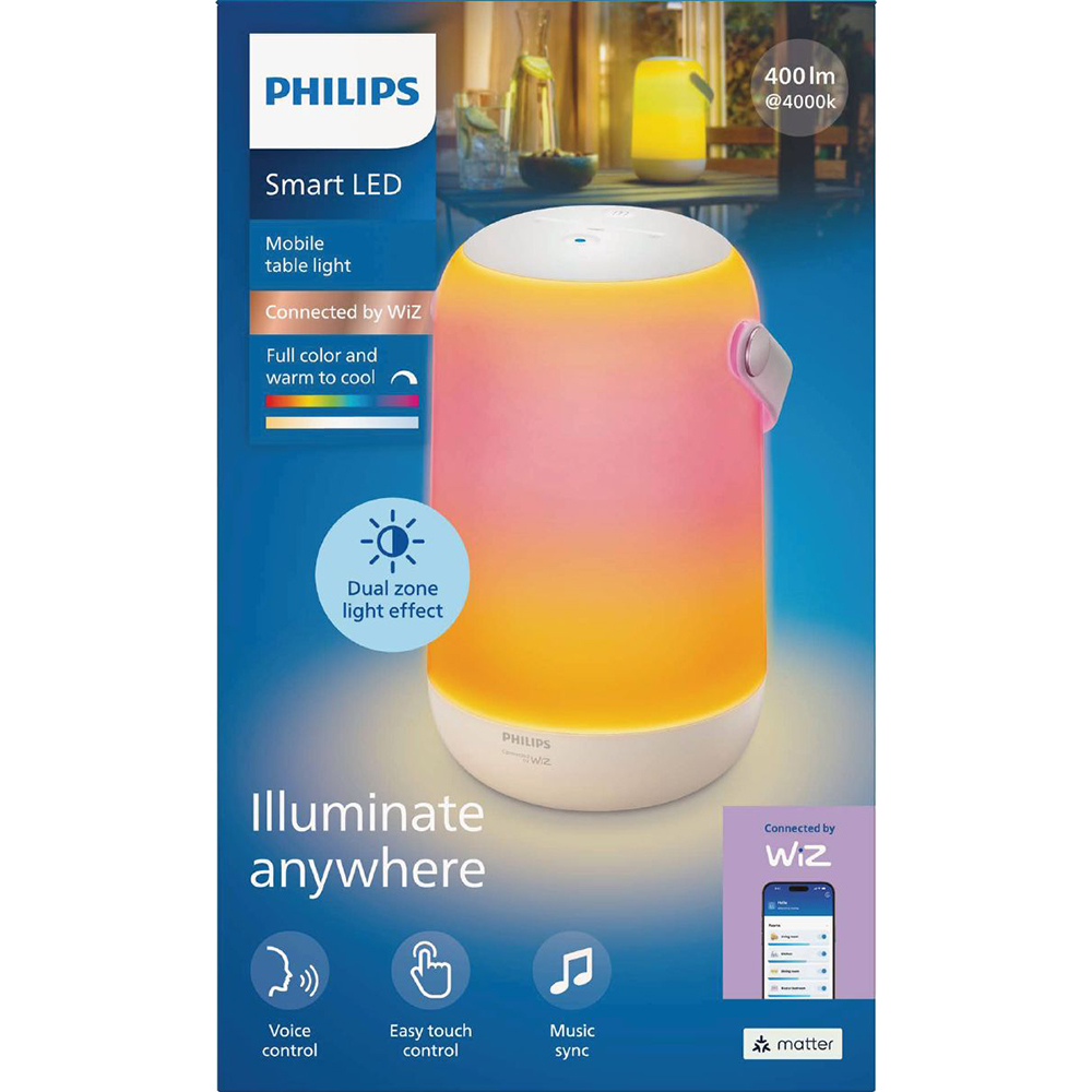 Lampa LED inteligenta PHILIPS 8721103160744, 13.5W, 400lm, RGBW, Wi-Fi, WiZ, alb