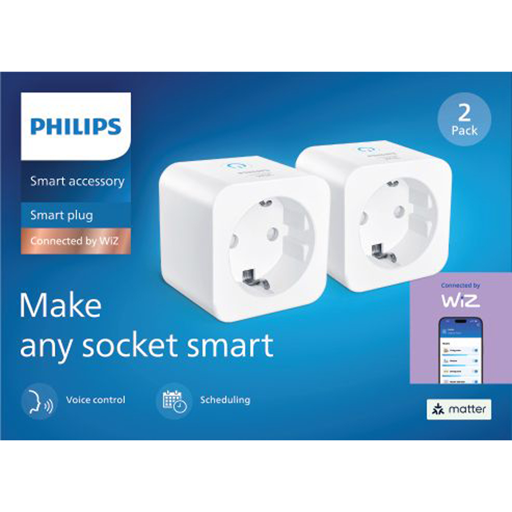 Pachet 2 prize inteligente PHILIPS 8721103164001, Wi-Fi, WiZ, IP20, alb