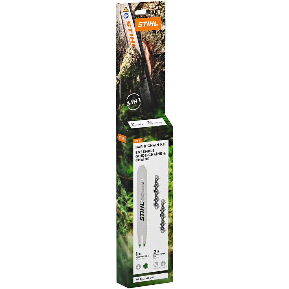 Kit accesorii 3 STIHL, 1 Sina de ghidaj si 2 Lanturi pentru MS162/172, 35cm/14", 61PMM3