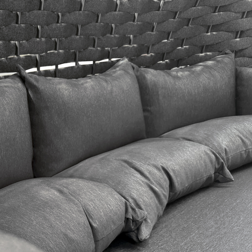 Leagan HOME DECOR, 3 locuri, 175 x 197 x 200 cm, negru