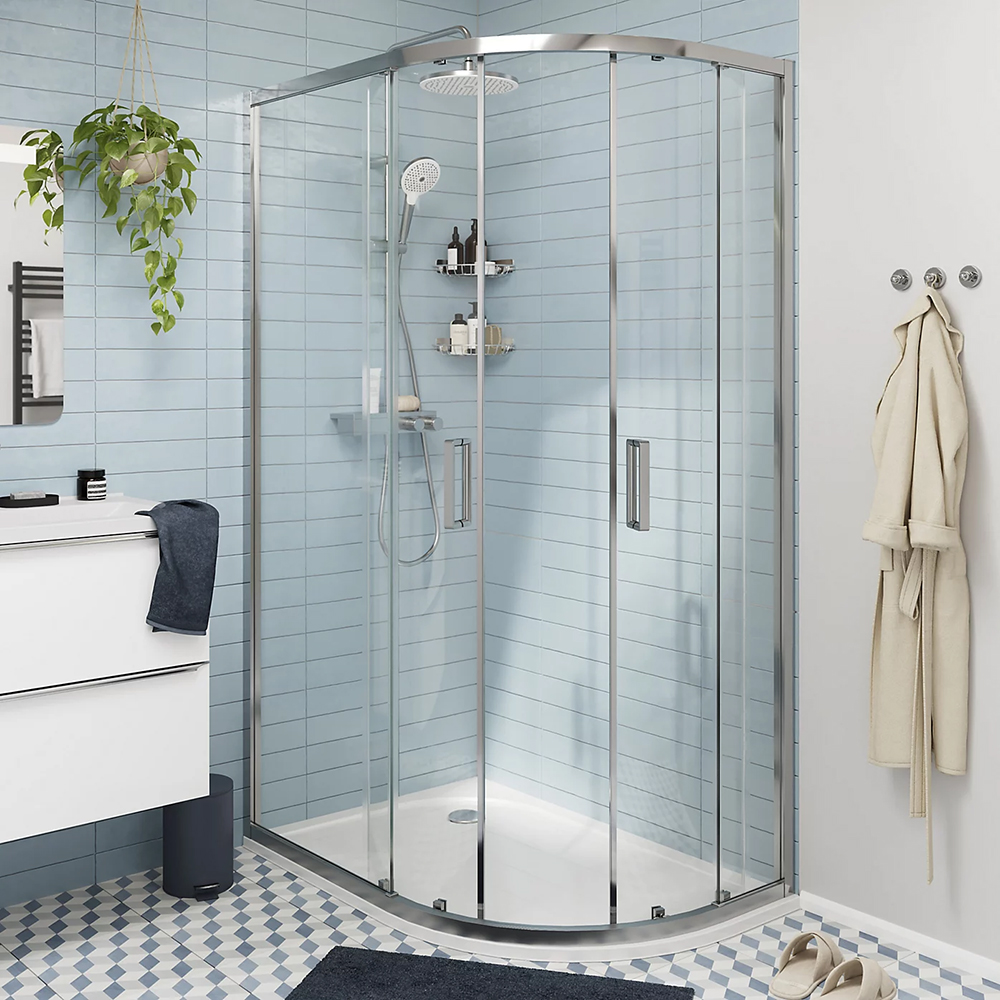 Cabina dus standard GOODHOME Ledava, montaj stanga, 120 x 80 x 195 cm, sticla securizata 8mm, profil crom