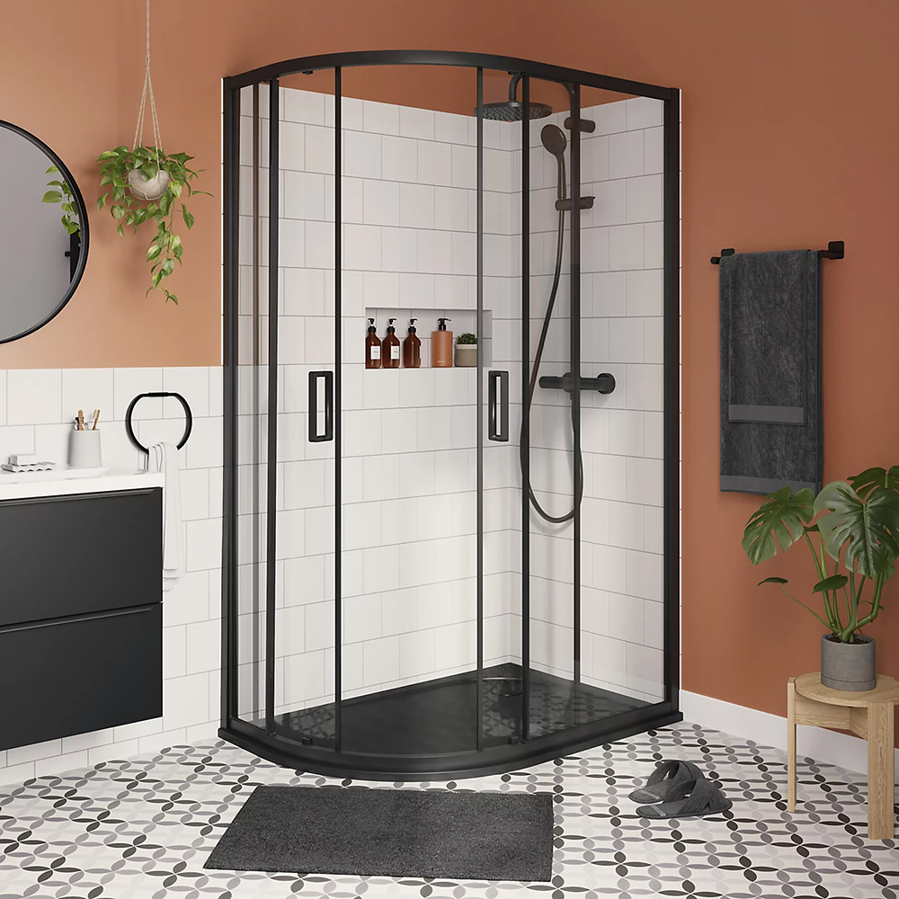 Cabina dus standard GOODHOME Ledava, montaj dreapta, 120 x 80 x 195 cm, sticla securizata 8mm, profil negru