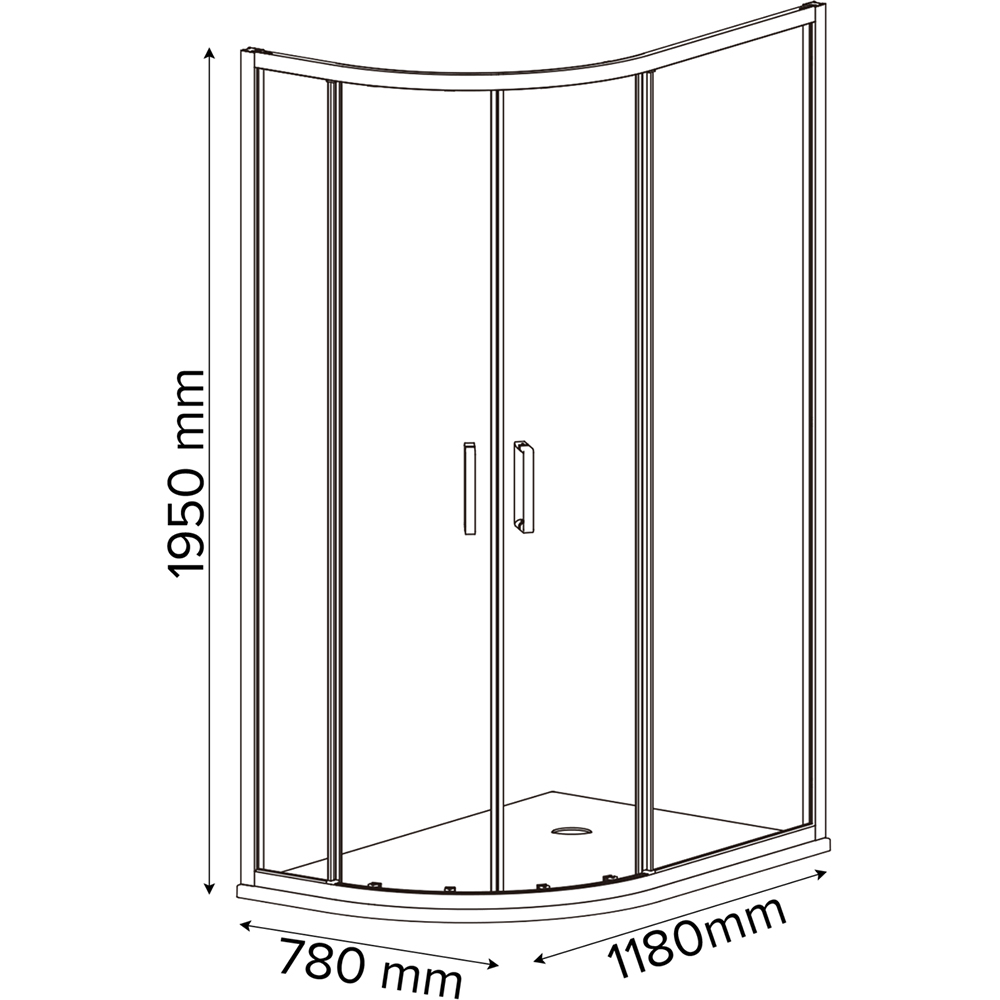 Cabina dus standard GOODHOME Ledava, montaj dreapta, 120 x 80 x 195 cm, sticla securizata 8mm, profil negru