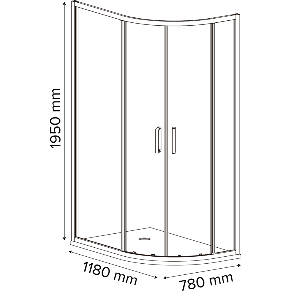 Cabina dus standard GOODHOME Ledava, montaj stanga, 120 x 80 x 195 cm, sticla securizata 8mm, profil negru