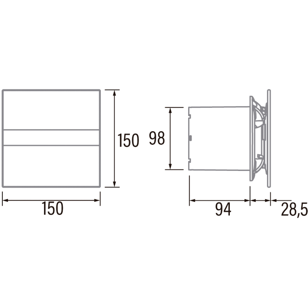 Ventilator baie cu afisaj CATA E-100 GTH, 8 W, 98 mm, alb