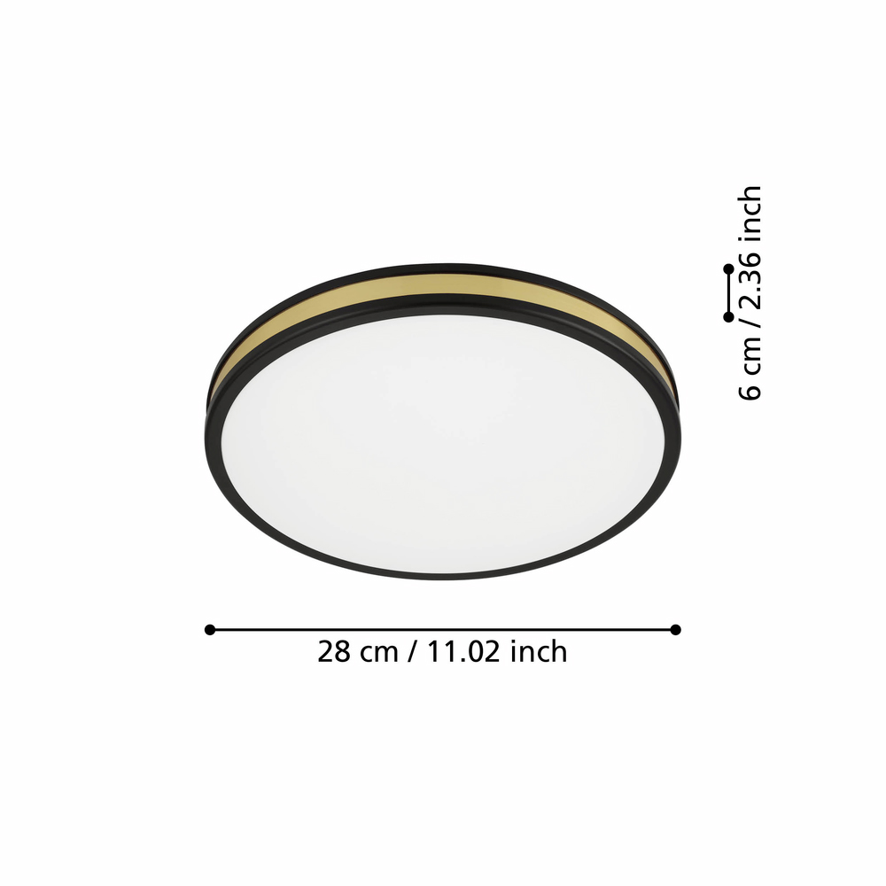 Plafoniera Led EGLO Pescaito, 10W, 1100lm, lumina calda, IP20, negru-alb