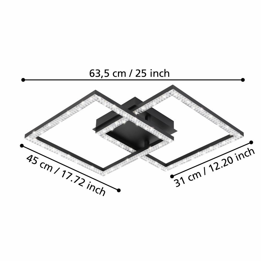 Plafoniera Led EGLO Lejias, 21W, 3050lm, lumina calda, IP20, negru