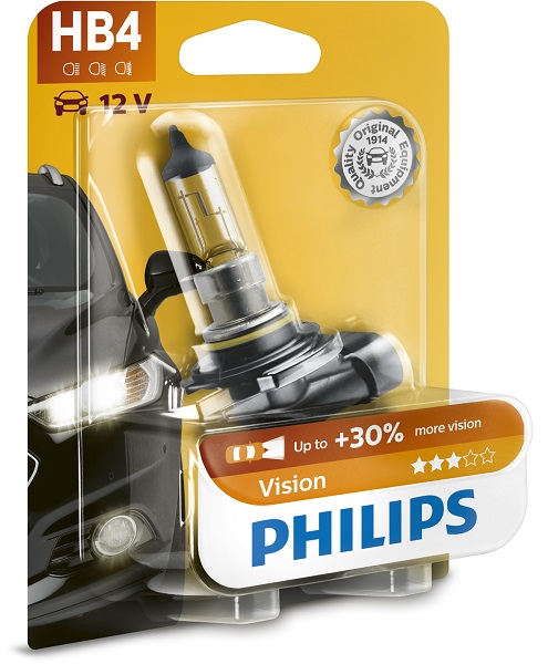 Bec auto far halogen PHILIPS HB4 Vision+30%, 12V, 55W, P22d, blister 1 bucata