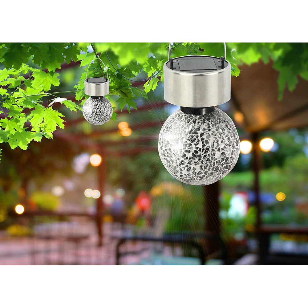 Decoratiune solara GLOBO tip bec, lumina alba, IP44, sticla, alama