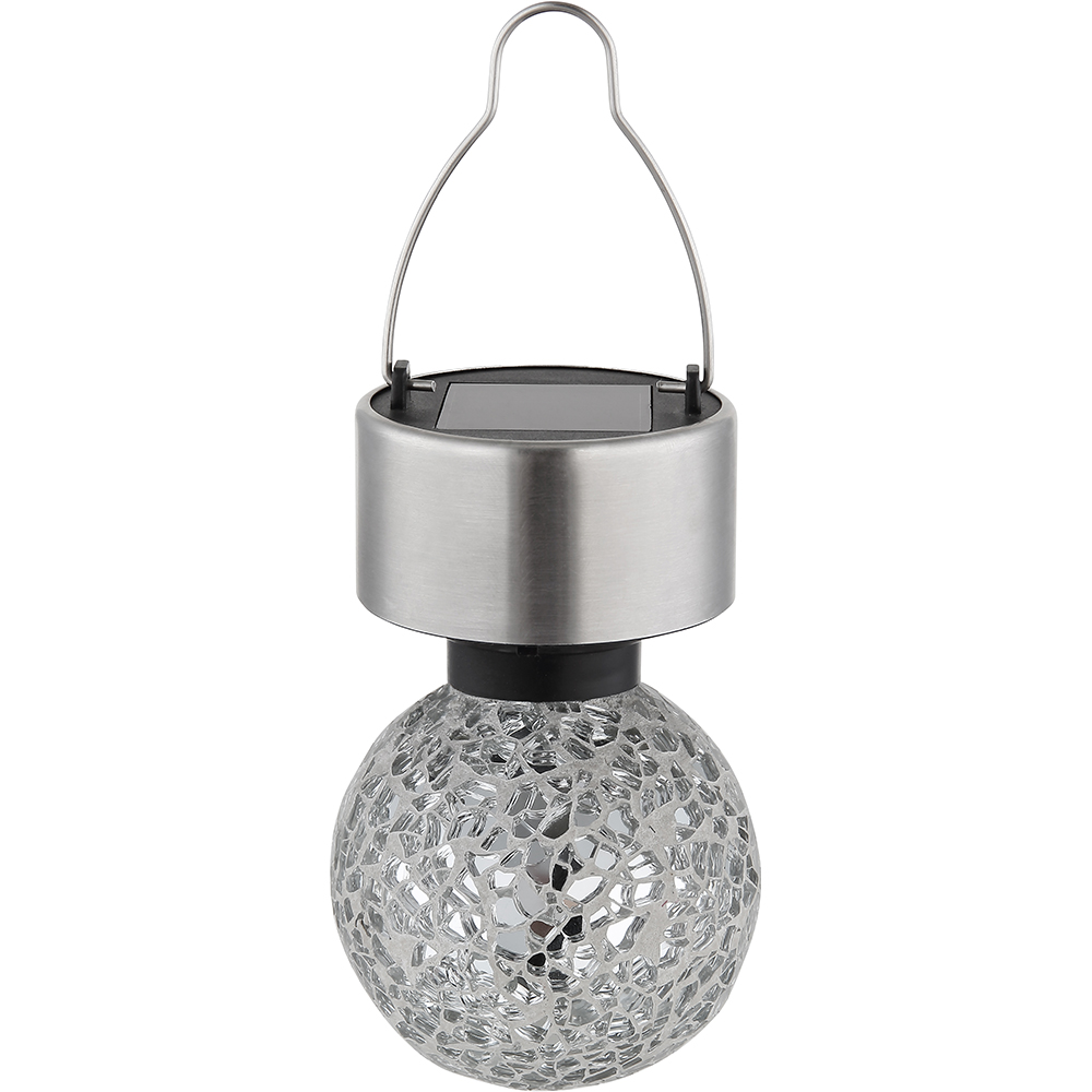 Decoratiune solara GLOBO tip bec, lumina alba, IP44, sticla, alama