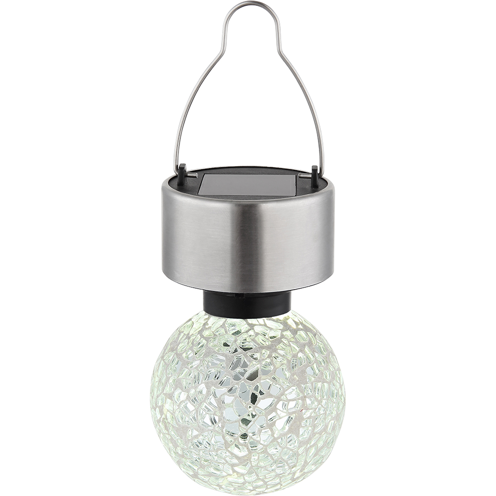 Decoratiune solara GLOBO tip bec, lumina alba, IP44, sticla, alama