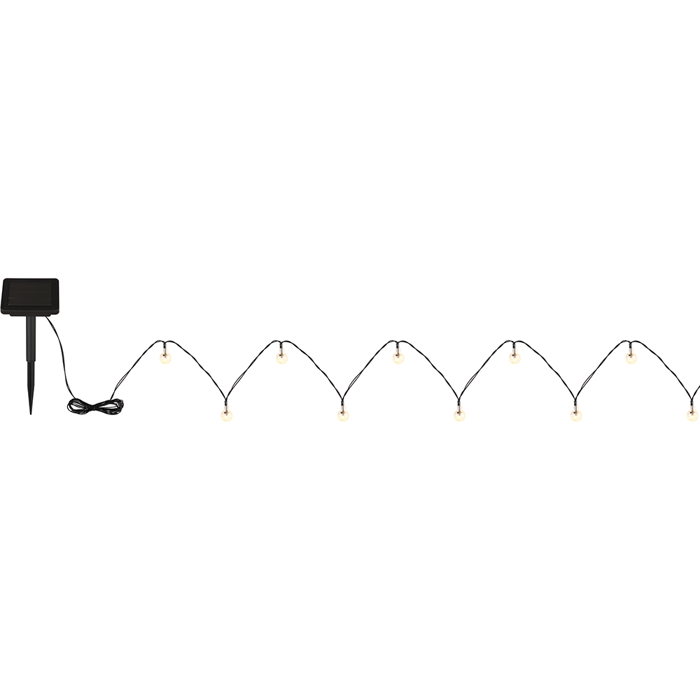 Ghirlanda solara GLOBO, 2m, 2700K, IP44, plastic, negru