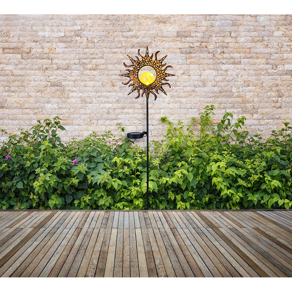 Lampa solara GLOBO soare, 81.5cm, 3000K, IP44, metal, negru