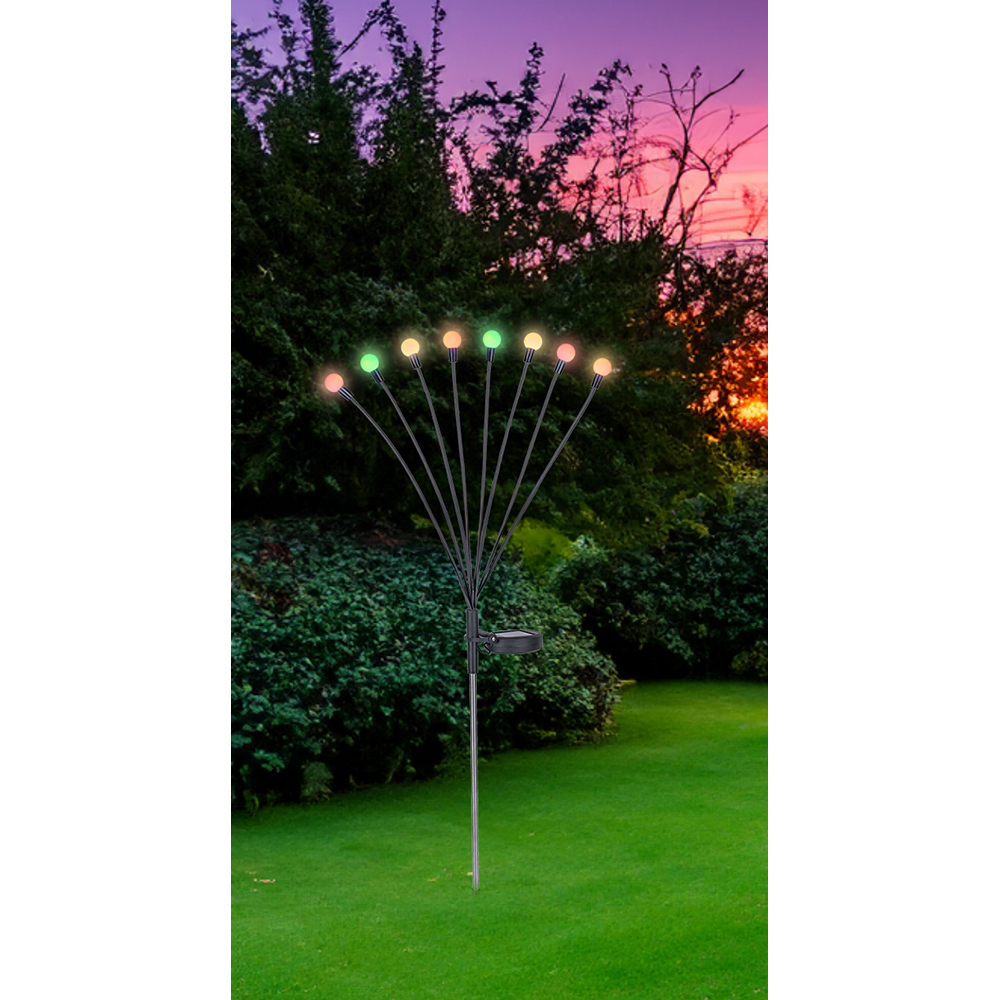 Lampa solara GLOBO RGB, IP44, otel, negru mat
