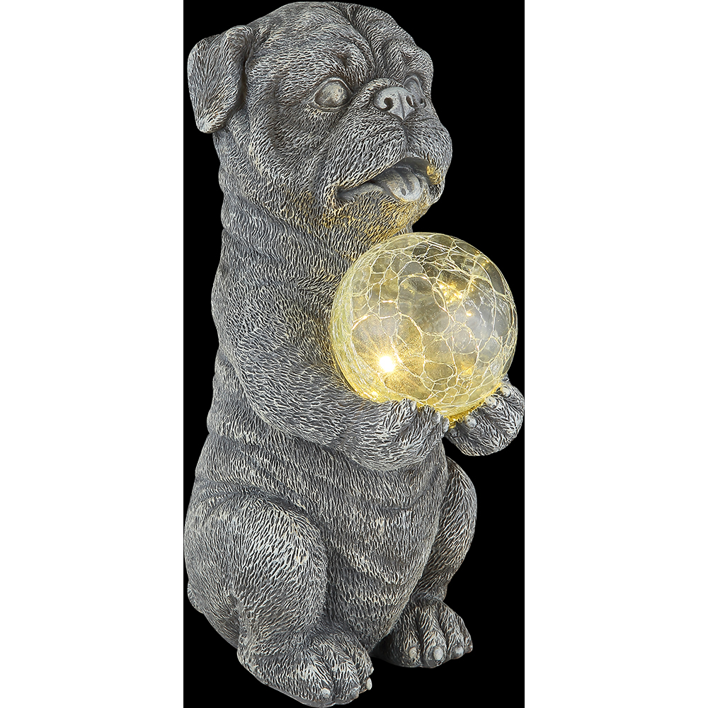 Lampa solara GLOBO caine, 3000K, IP44, plastic, gri mat