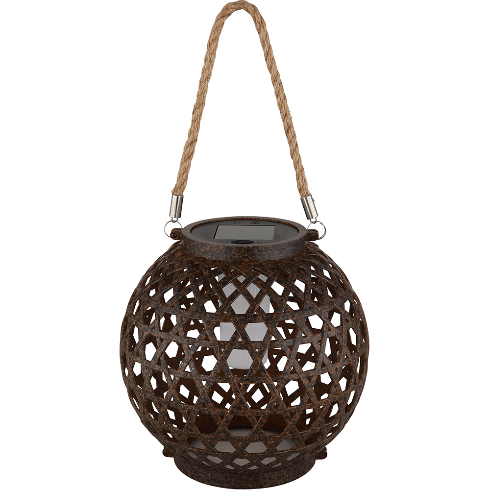 Felinar solar GLOBO, efect flacara, 1800K, plastic, bronz