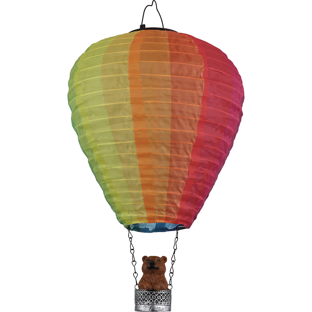 Lampa solara GLOBO balon aer cald, 1800K, IP44, plastic, argintiu