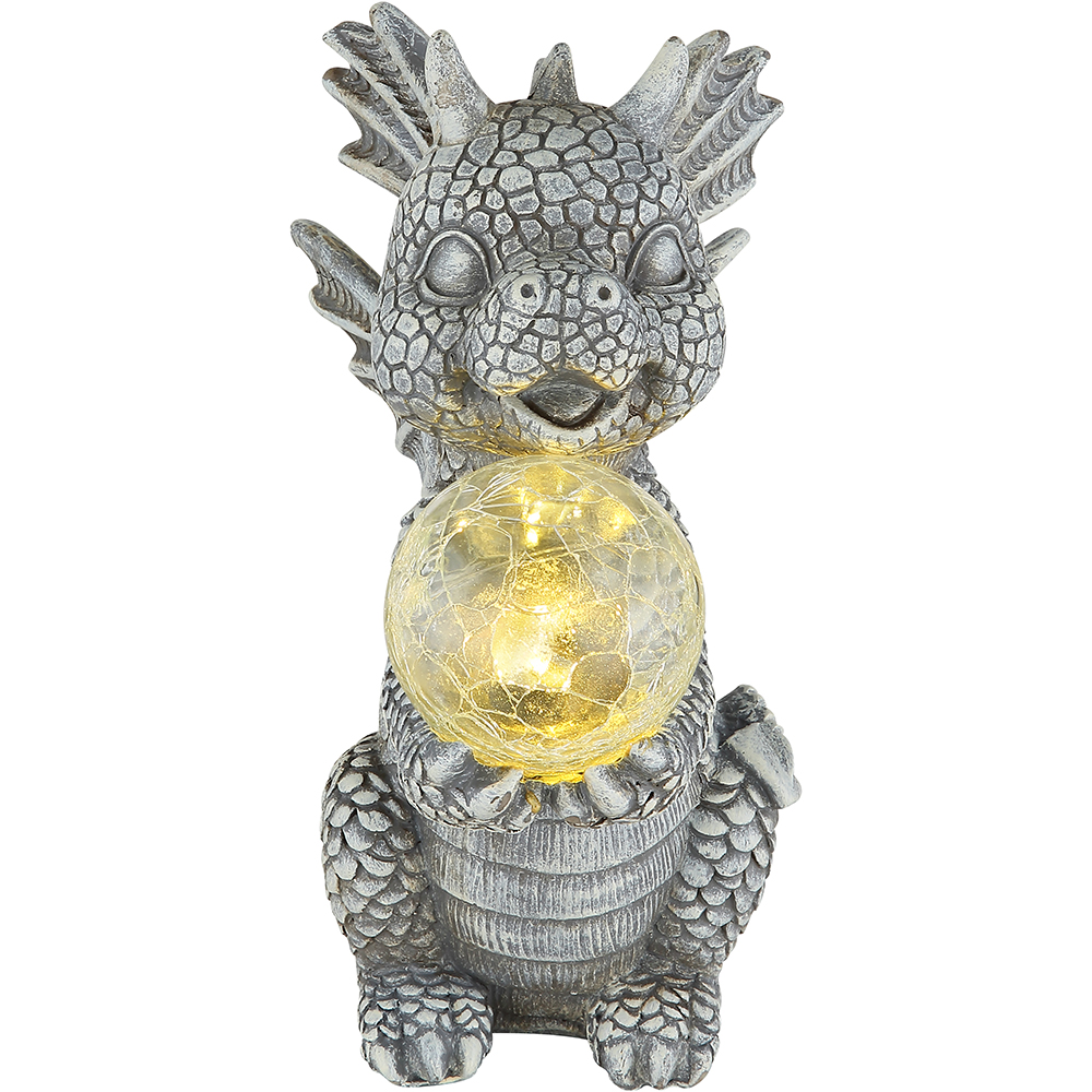 Lampa solara GLOBO dragon, 3000K, IP44, plastic, gri mat