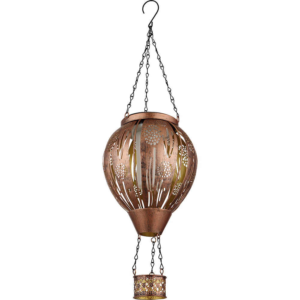 Lampa solara GLOBO balon aer cald, metal, 1800K, IP44, metal, maro