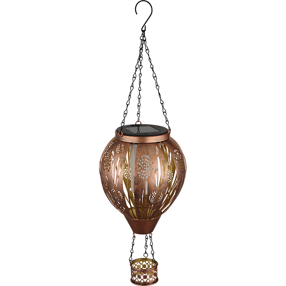 Lampa solara GLOBO balon aer cald, metal, 1800K, IP44, metal, maro