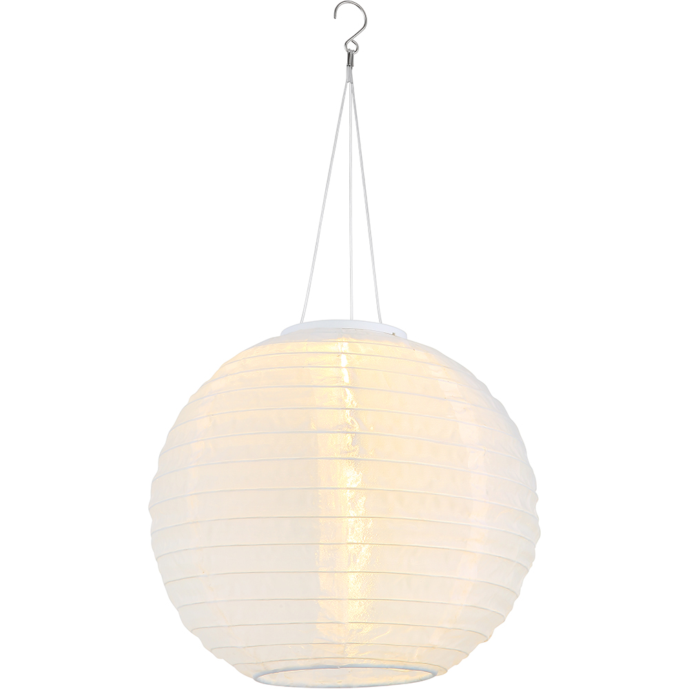Lampa solara GLOBO balon textil, 2700K, IP44, plastic, alb