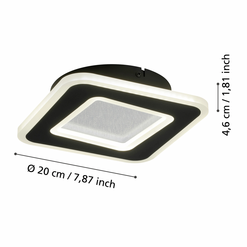 Aplica Led EGLO Macchioni, 12W, 1560lm, lumina neutra, IP20, negru-alb