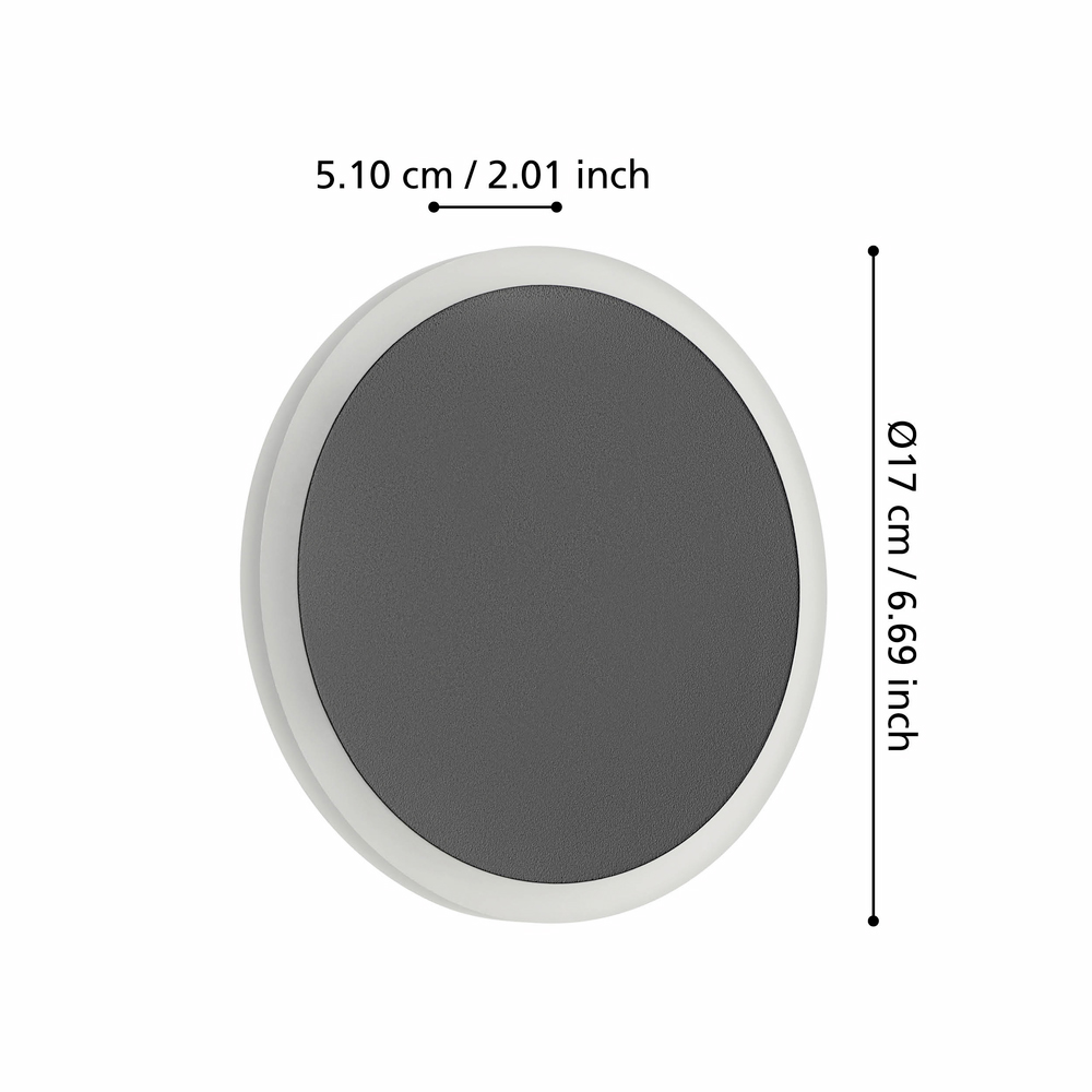 Aplica Led EGLO Talamello, 12W, 1450lm, lumina calda, IP20, negru-alb