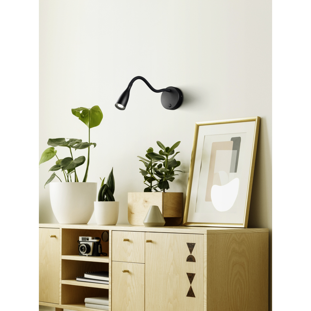 Aplica Led EGLO Olivandino Flex, 3.8W, 320lm, lumina calda, IP20, negru