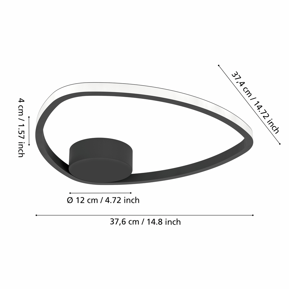 Plafoniera Led EGLO Moschella, 9.7W, 1440lm, lumina variabila, IP20, negru-alb