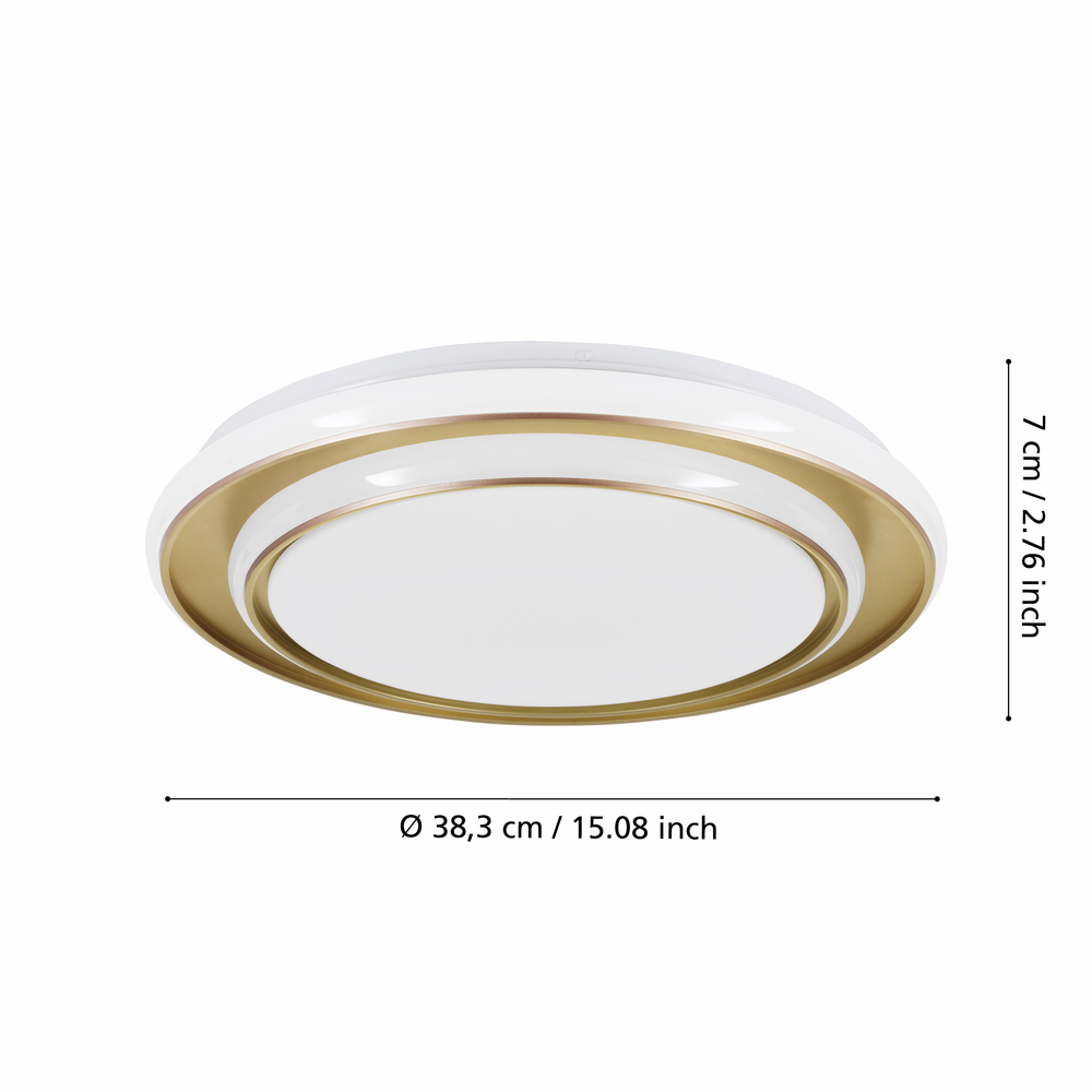 Plafoniera Led EGLO Moschetta, 24W, 2650lm, lumina variabila, IP20, auriu-alb