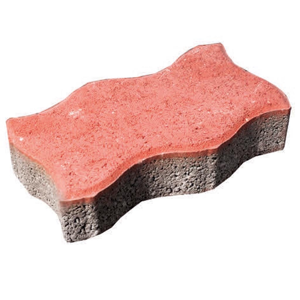 Pavaj ondulat, 22 x 11.2 x 6 cm, beton, rosu, 40 buc/mp  