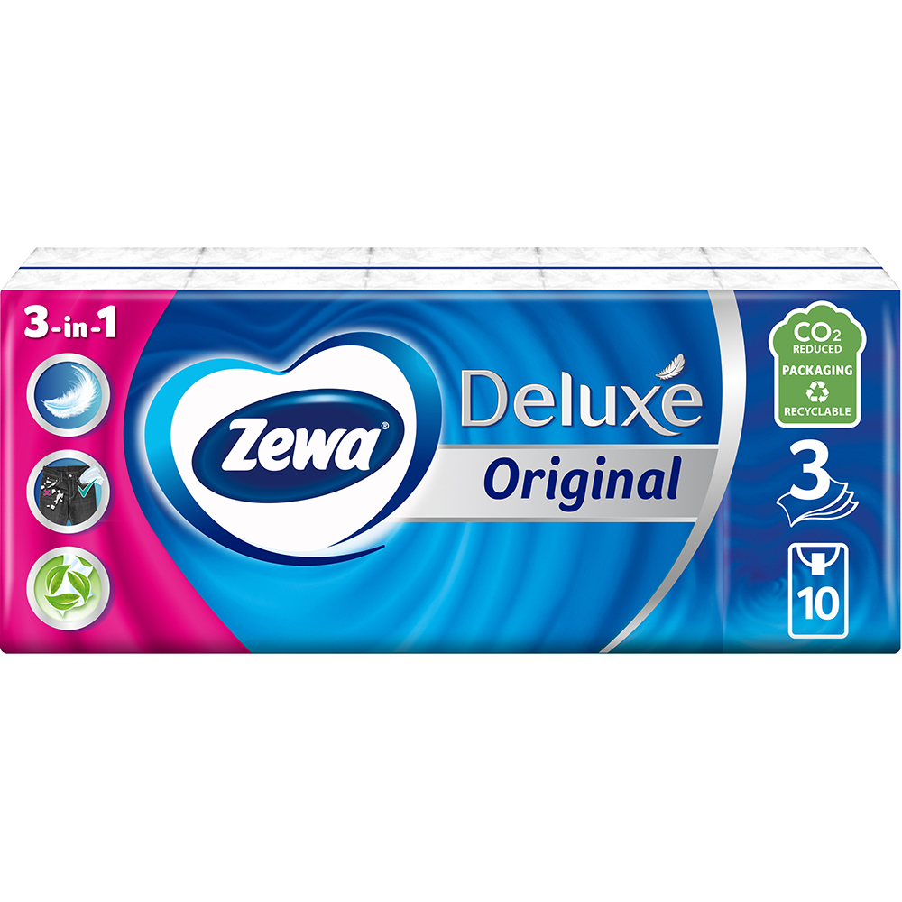 Servetele nazale ZEWA Deluxe Original, 3 straturi, 10 pachete