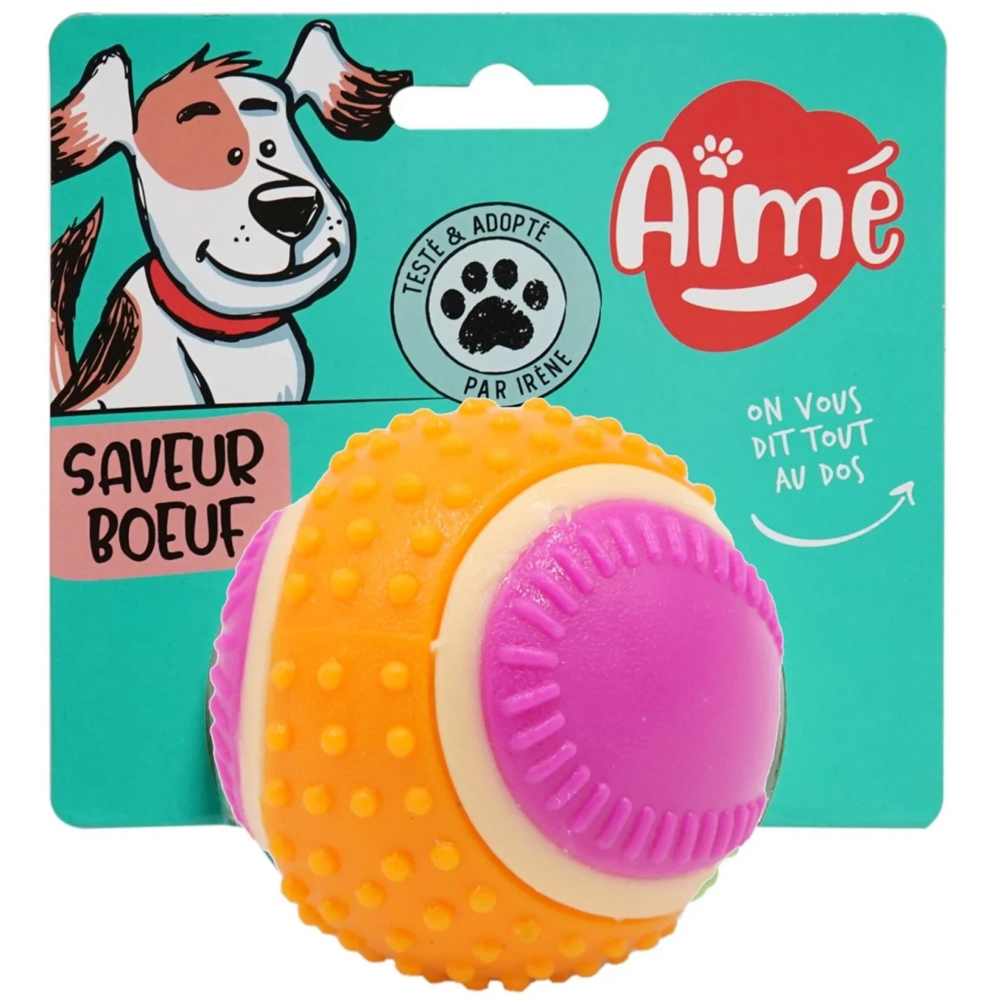 Jucarie pentru caini AGROBIOTHERS Minge Aime 5 Senses, 6 cm, multicolor
