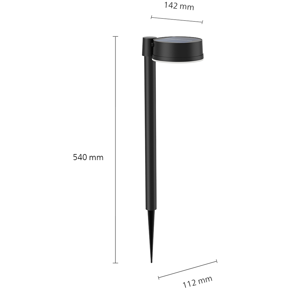 Lampa solara rotunda Philips Vynce, 1.5W, 200lm, IP44, plastic, negru
