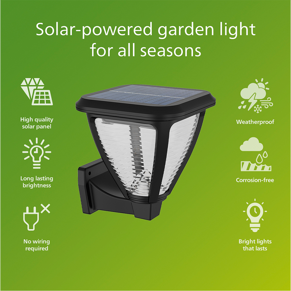 Lampa solara Philips Vapora, 1.5W, 200lm, IP44, plastic, negru